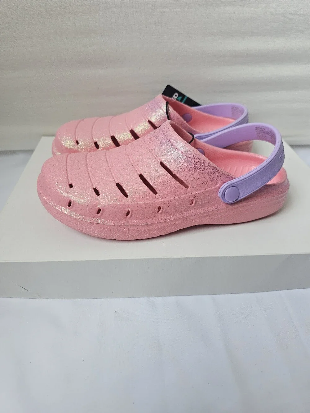 Rugged Shark Glitter Clogs - Big Girls Size 4 (NWT)